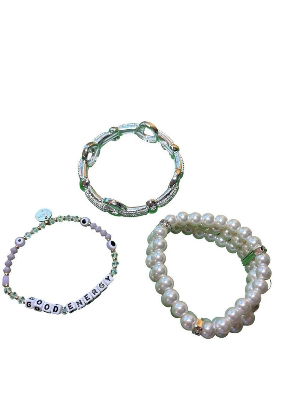 Chic Beaded and Pearl Stretchy Bracelet Trio